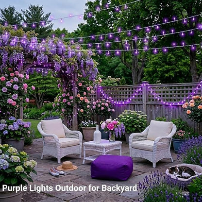 JMEXSUSS Purple Christmas Lights Indoor Outdoor Clear Wire, 66ft 200 LED Purple - Image 3