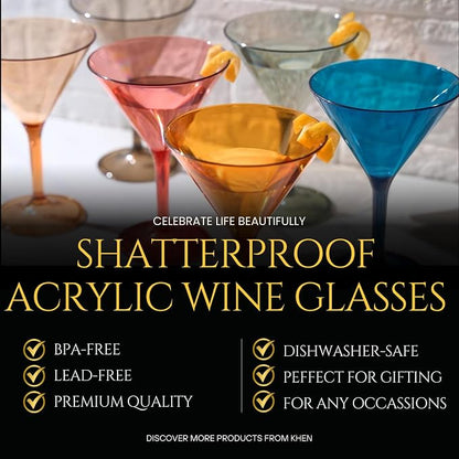 European Style Plastic Crystal Glasses, Unbreakable Martini, Cocktail |Set of - Image 2