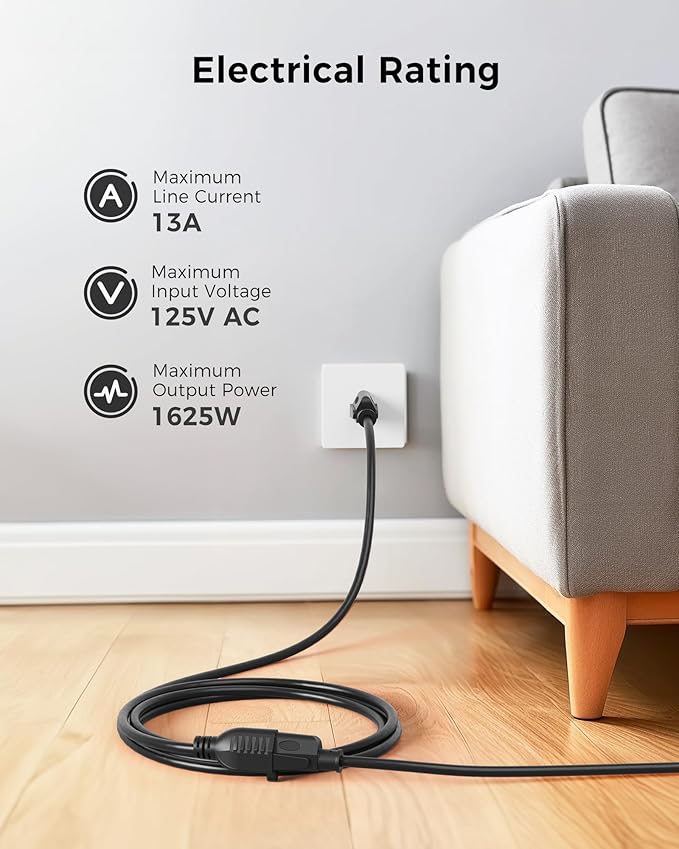 Cable Matters 16 AWG Heavy Duty 13A Long Power Extension Cord - 50ft - Image 3