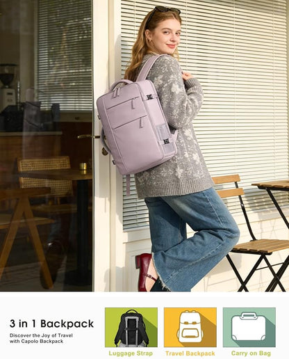 Capolo Travel Backpack for Women Men Waterproof Laptop Backpack Airlines - Image 2