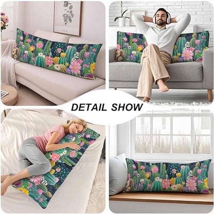 Cactus Decorative Body Pillows for Home, Tropical Cactus Floral Body Pillow - Image 5
