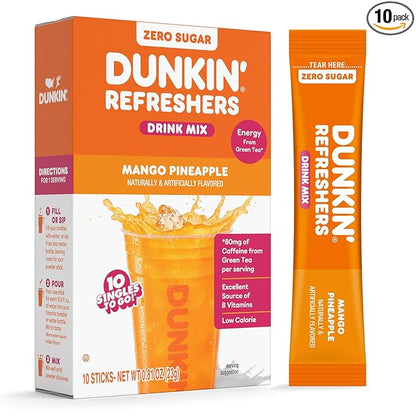 Dunkin’ Zero Sugar Refreshers Singles To Go! Powdered drink mix packets by SINGLESTOGO