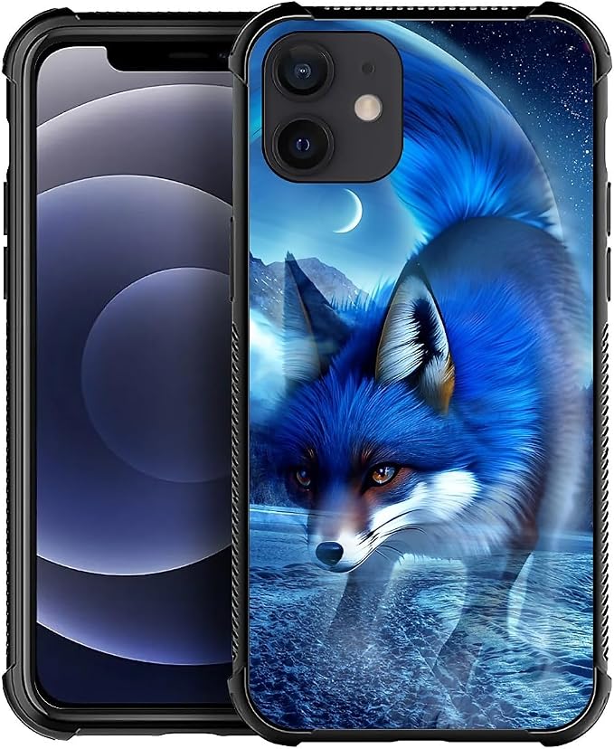 for iPhone 12/12 Pro Case, Snowy Mountain Fox Lake Pattern Graphic Design Girl by FKBRCL4U