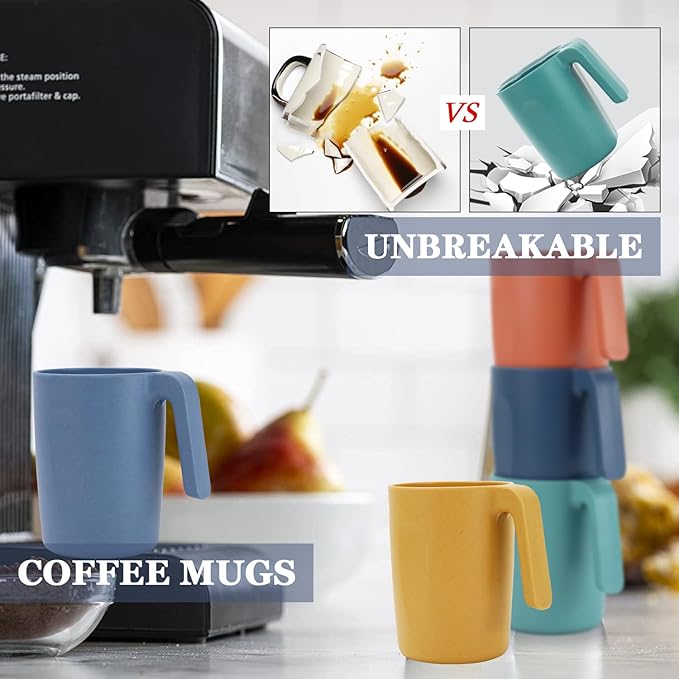 Homienly Wheat Straw Coffee Mugs, Alternative to Plastic Coffee Cups, - Image 4