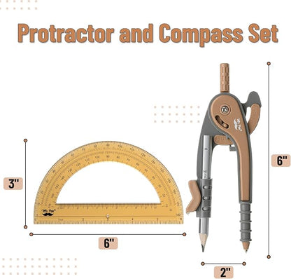 Mr. Pen- Geometry Compass and Protractor Set, 6 Inch Compass, 6 Inch Protractor - Image 2