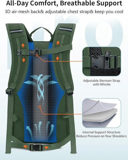 ECOHUB Small Hiking Backpack for Men Women, 20L Lightweight Travel Backpacks - Image 4