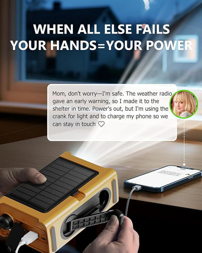 Emergency Weather Radio with Large Solar Panel, Efficient Hand Crank & Real - Image 3