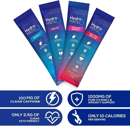 HydroMATE Electrolytes Powder Drink Mix Packets Hydration Accelerator Low Sugar - Image 7