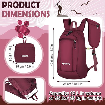 12L Ultralight & Thin Packable Daypack, Small Foldable Hiking Backpack Travel - Image 4