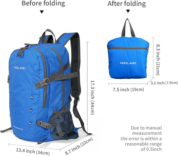 NODLAND Lightweight Backpack, Travel 40L Foldable Water-Resistant Daypack - Image 4