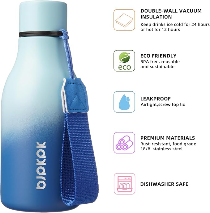 BJPKPK Insulated Water Bottles, 12oz Stainless Steel Metal Water Bottle - Image 2
