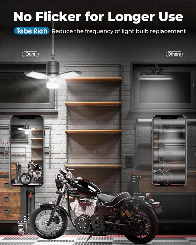 toberich Motion Sensor Garage Light Plug in, 8000LM Shop Light w/ 3 Modes - Image 6