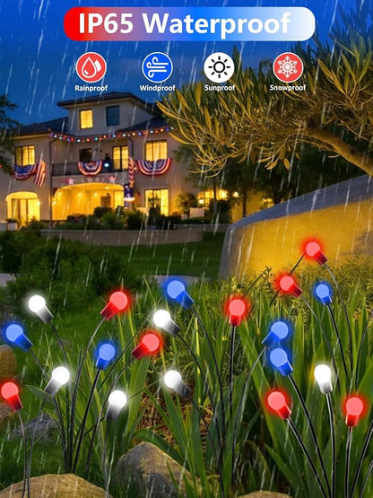 Upgraded 8 Pack Red White and Blue Solar Firefly Lights, 4th of July Solar - Image 6