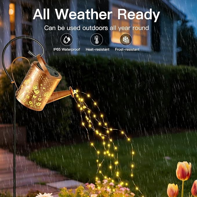 Ollny Solar Watering Can with Cascading Lights Outdoor Garden Decor, Birthday - Image 8