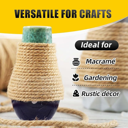 Natural Jute Twine, 5MM x 328FT Jute Rope Roll, Heavy Duty Thick Twine - Image 7