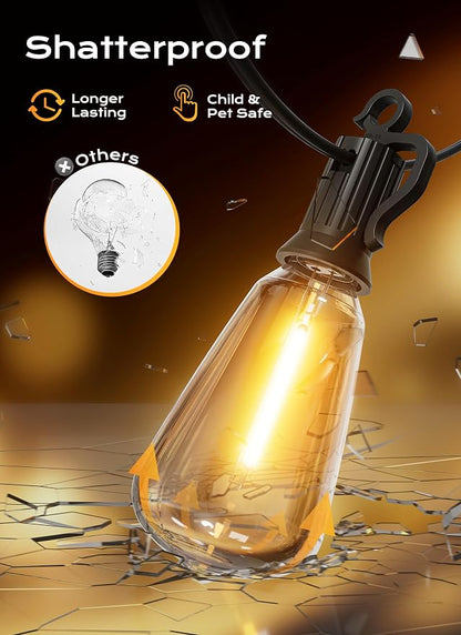 Brightown Outdoor String Lights, 100FT 50+2 LED ST38 LED Patio Lights - Image 8