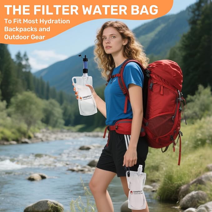 VANPET 1L Hiking Collapsible Water Bottles, 33OZ BPA-Free Plastic Flasks - Image 3