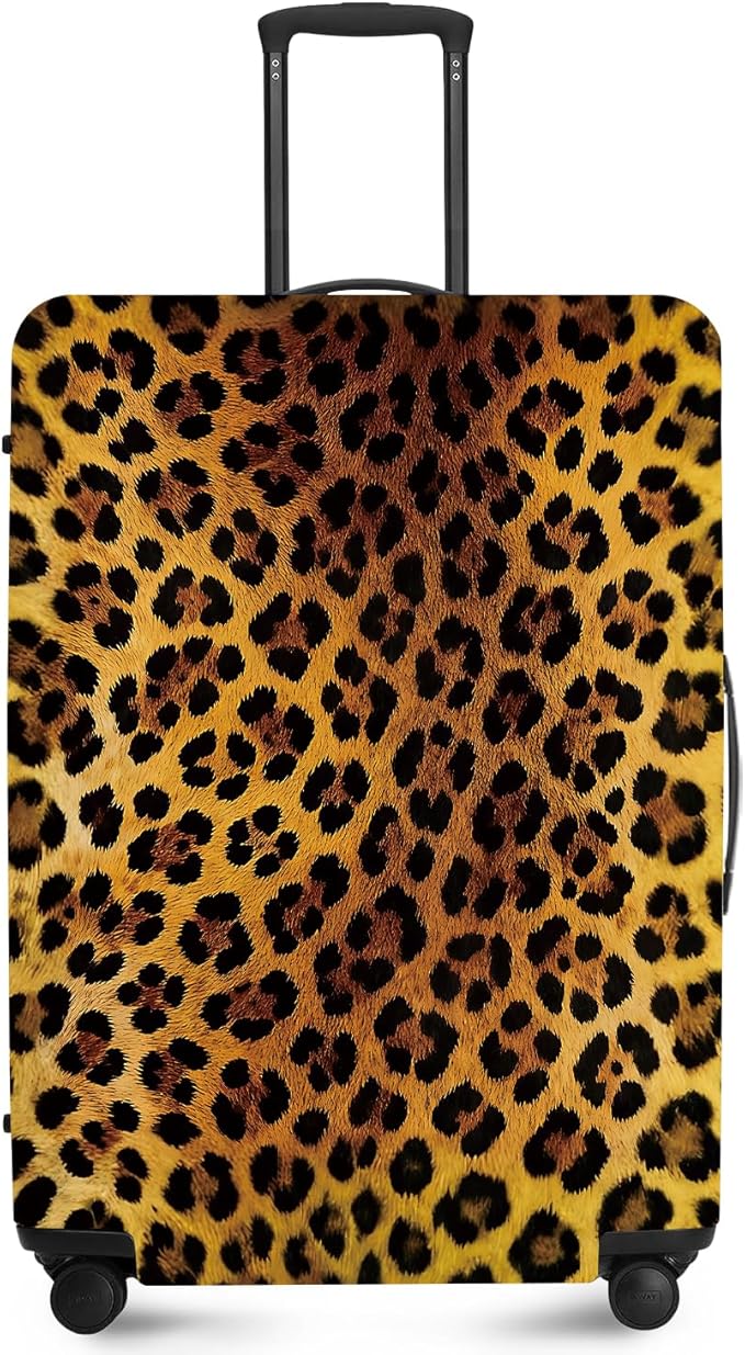 ANNA QUEEN Vintage Leopard Pattern Travel Luggage Cover -Stretchable Airplane by ANNAQUEEN