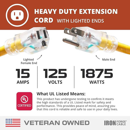 IRON FORGE CABLE 25 ft Lighted Outdoor Extension Cord - Image 3