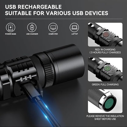RECHOO Flashlights USB Rechargeable 2 Pack Double Switch S3000L LED Tactical - Image 4
