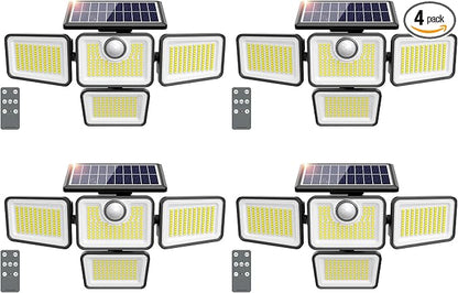 4500LM Solar Lights Outdoor, 4 Adjustable Heads Motion Sensor Lights, 3 Modes by omibeeSolarlightsoutdoor