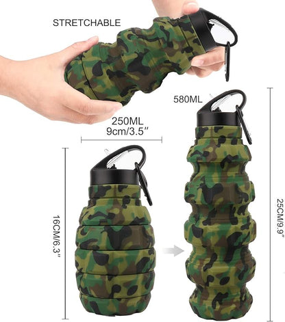 Collapsible Travel Water Bottle19.6 oz, Reuseable Silicone Foldable Water - Image 2
