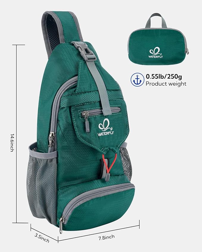 WATERFLY Packable Small Crossbody Sling Backpack Shoulder Chest Bag Daypack - Image 3