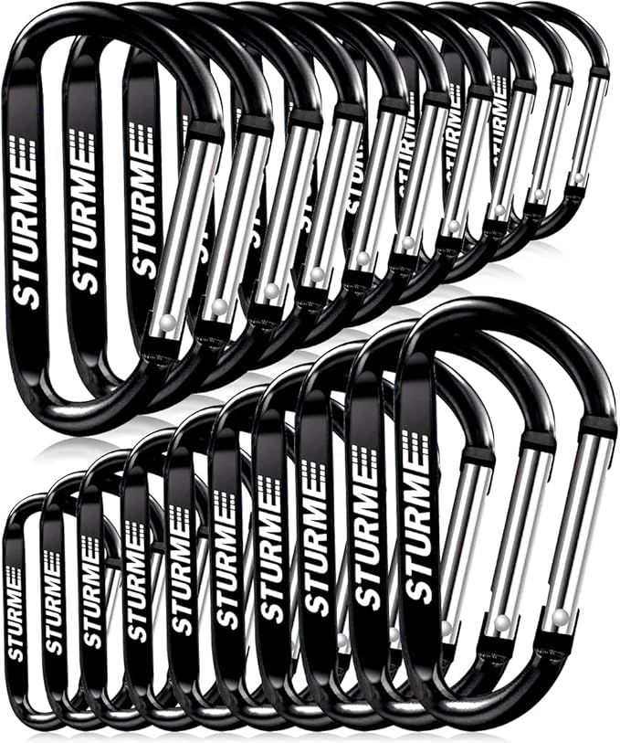 20pcs 2.7" Carabiner Clip Durable Carabeaner Hooks Small Carabiner D Clip by STURME