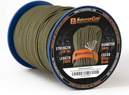 TITAN Survival Patented Paracord 550 - 25ft by SurvivorCord