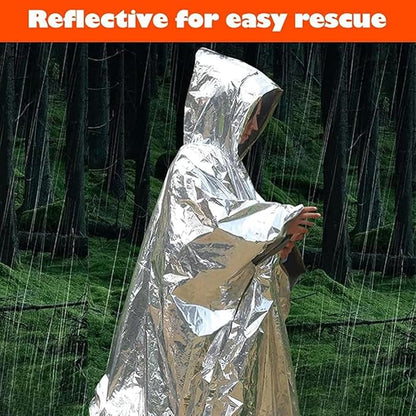 Emergency Survival Poncho Thermal Mylar Foil Coating Blanket - Image 3