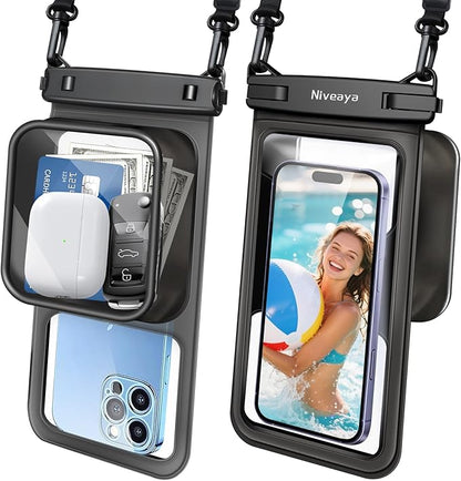 Niveaya [Floatable Floating Waterproof Phone Pouch 2 Pack-Up to 8.5", Large by Niveaya