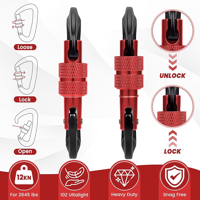 3 Heavy Duty Carabiner Clips 12kN-Lightweight Locking Carabiners - Image 4