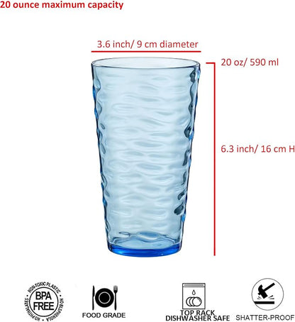 20-ounce Plastic Tumblers, Acrylic Drinking Glasses High-Balls, Shatter-Proof - Image 2