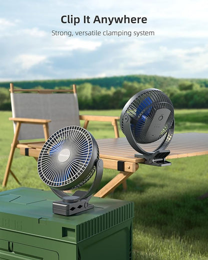 Koonie 10000mAh Rechargeable Portable 8-Inch Clip-on Fan, USB Car Fan 4 Speeds - Image 6