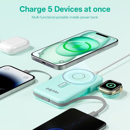 Magnetic Portable Charger Built-in Cables, 10000mAh Fast Charging Wireless - Image 7