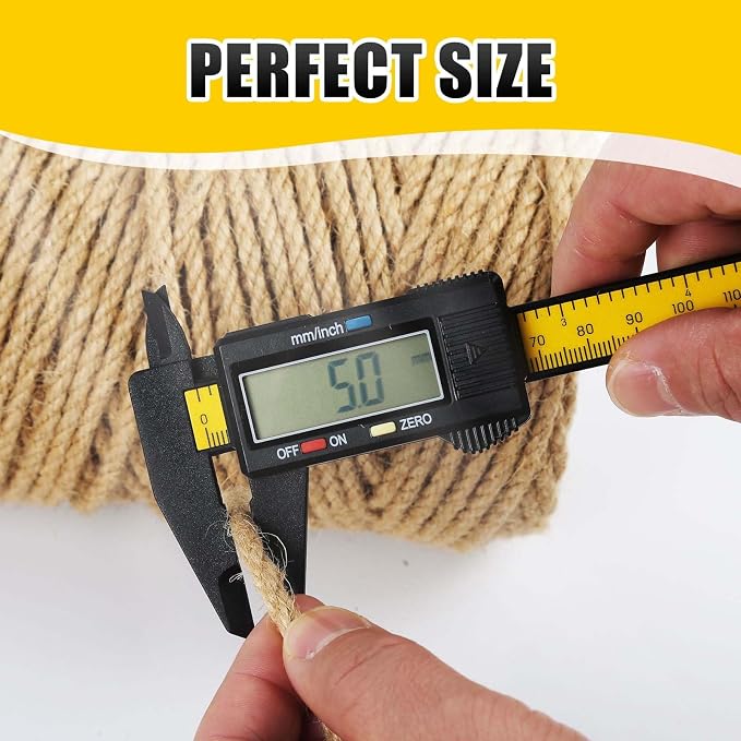 Natural Jute Twine, 5MM x 328FT Jute Rope Roll, Heavy Duty Thick Twine - Image 3