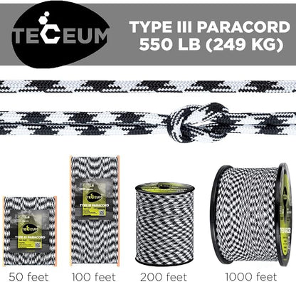 TECEUM 5/32" Paracord Rope 1000 – 1000ft / 200ft / 100ft / 50ft – Tactical - Image 9