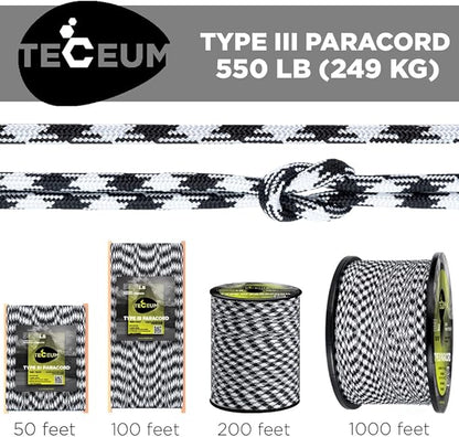 TECEUM 5/32" Paracord Rope 1000 – 1000ft / 200ft / 100ft / 50ft – Tactical - Image 9