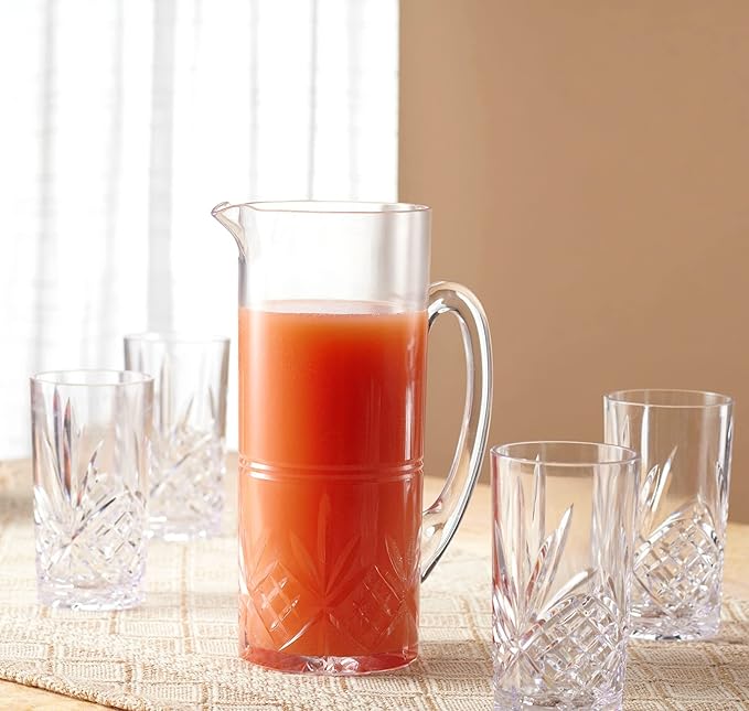 Godinger Pitcher and Highball Drinking Glasses Set, Acrylic Shatterproof Water - Image 6