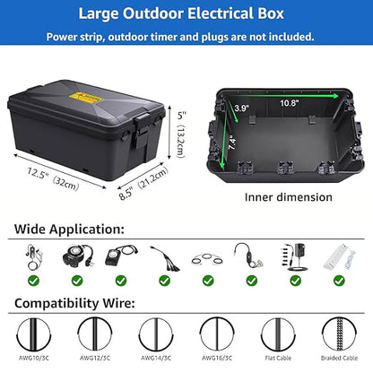 Outdoor Extension Cord Cover, NineLeaf IP54 4PK Small Weatherproof Extension - Image 6