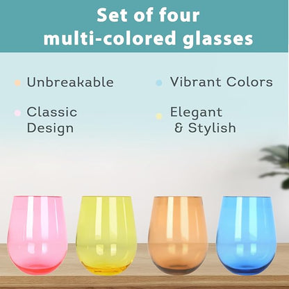 Lily's Home Unbreakable Poolside Acrylic Stemless Wine Glasses and Water - Image 2