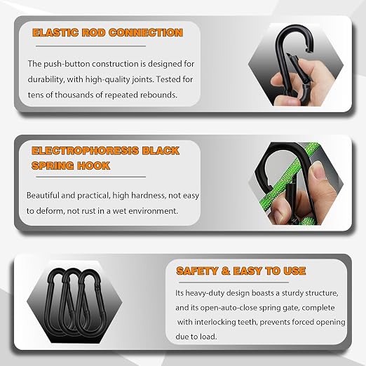 60PCS M8 Heavy Duty Carabiner Clip, 3Inch Snap Hook Quick Link Small Carabiner - Image 4