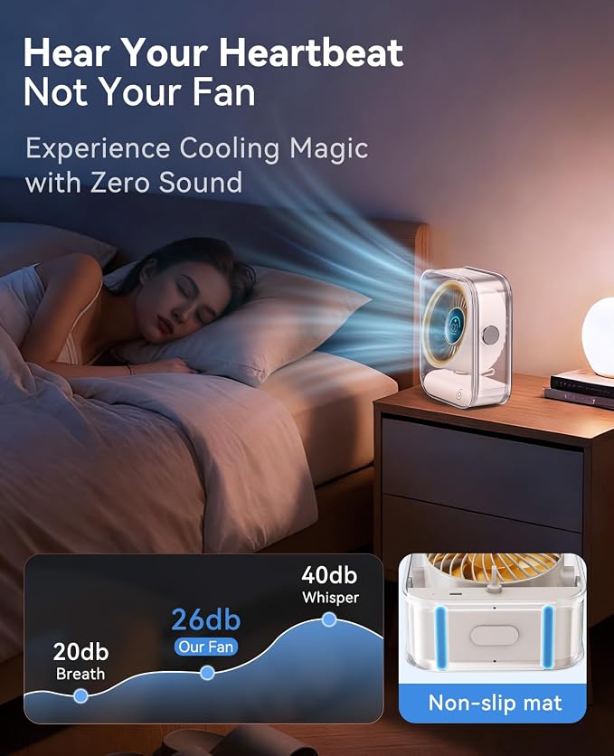 DIGIX Portable Desk Fan for Bedroom, Rechargeable Small Table Fan - Image 6