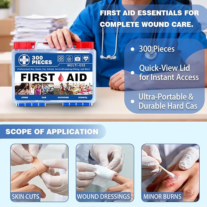 300 Piece Professional First Aid Kit, Business & Sports - Image 4