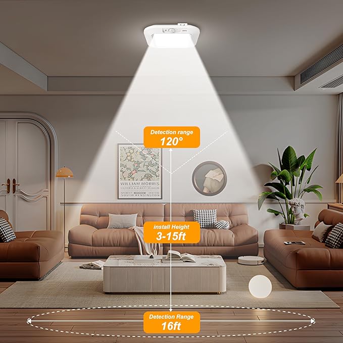Motion Sensor Ceiling Light Battery Operated, 180LM 6000K Battery Closet Lights - Image 4