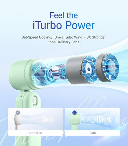 Diveblues Handheld Fan, 30ft/s Mini Portable Turbo Fan, 4000mAh Personal Fan - Image 2