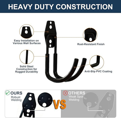 Garage Hooks Heavy Duty, 6 Pack Large Round Steel Garage Storage Hooks - Image 3