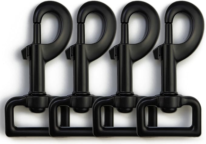 Garwor 4 Pcs 1 Inch Heavy Duty Black Electrophoresis Coating Swivel Snap Hooks by Garwor