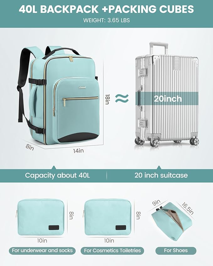 LOVEVOOK Travel Backpack for Women & Men 40L, Airline Approved Carry On - Image 5
