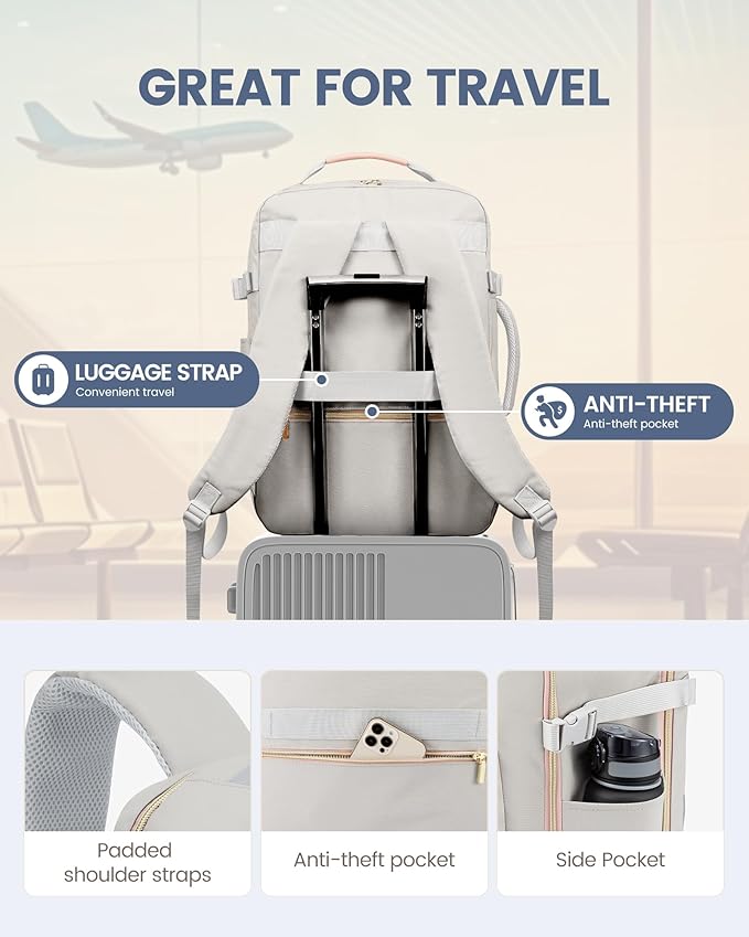 LOVEVOOK Travel Backpack for Women & Men 40L, Airline Approved Carry On - Image 8